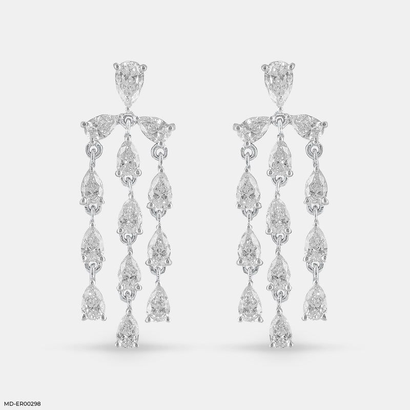 Celestial Pear Dangle Diamond Earrings 14K White Gold