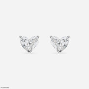 2 Carat Heart Solitaire Embrace Lab Diamond Earrings 14K White Gold