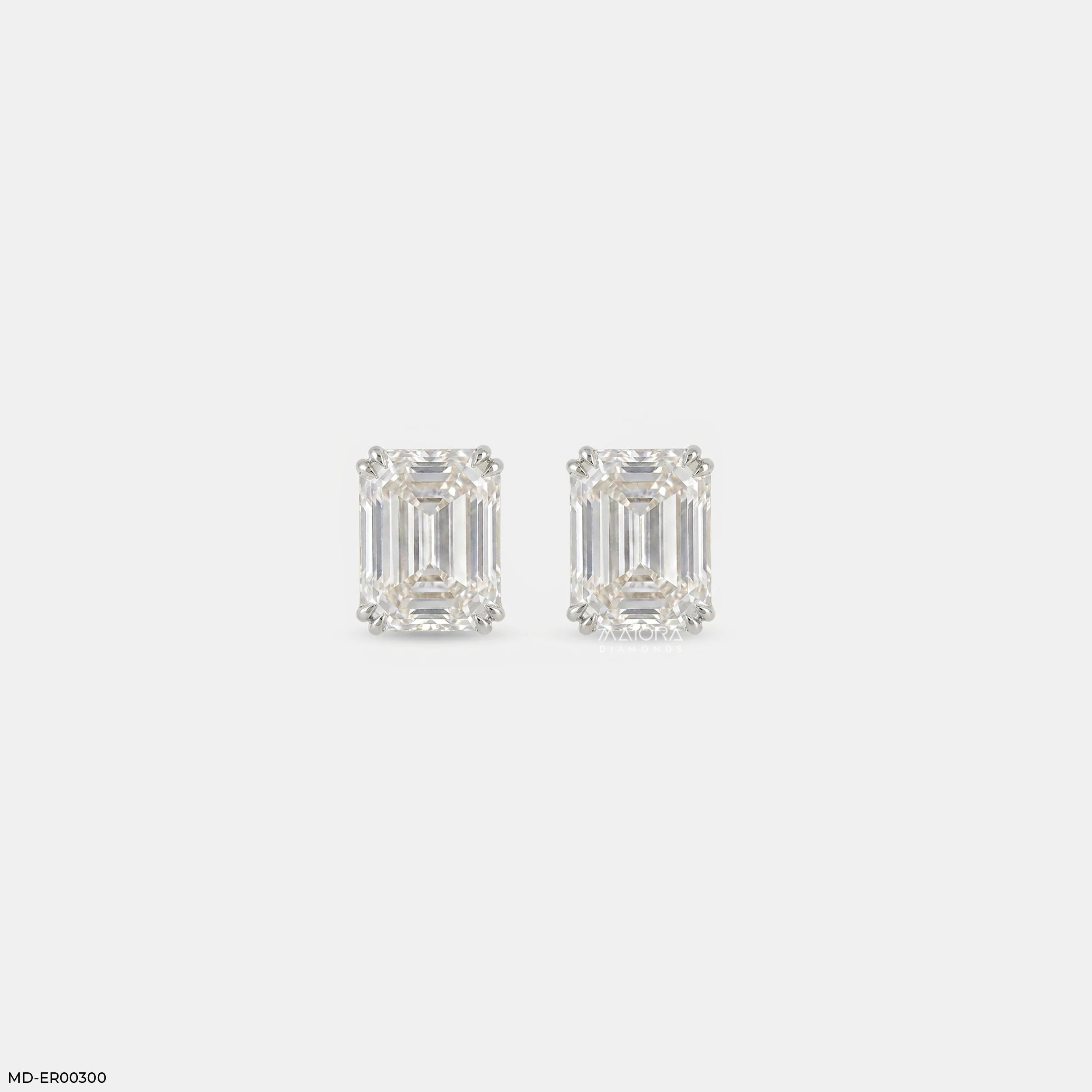 2 Carat Emerald Solitaire Halo Detachable Earrings 9K Rose Gold