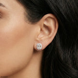 2 Carat Emerald Solitaire Halo Detachable Earrings 14K Rose Gold