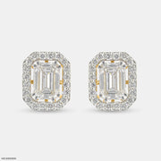 2 Carat Emerald Solitaire Halo Detachable Earrings 9K Yellow Gold