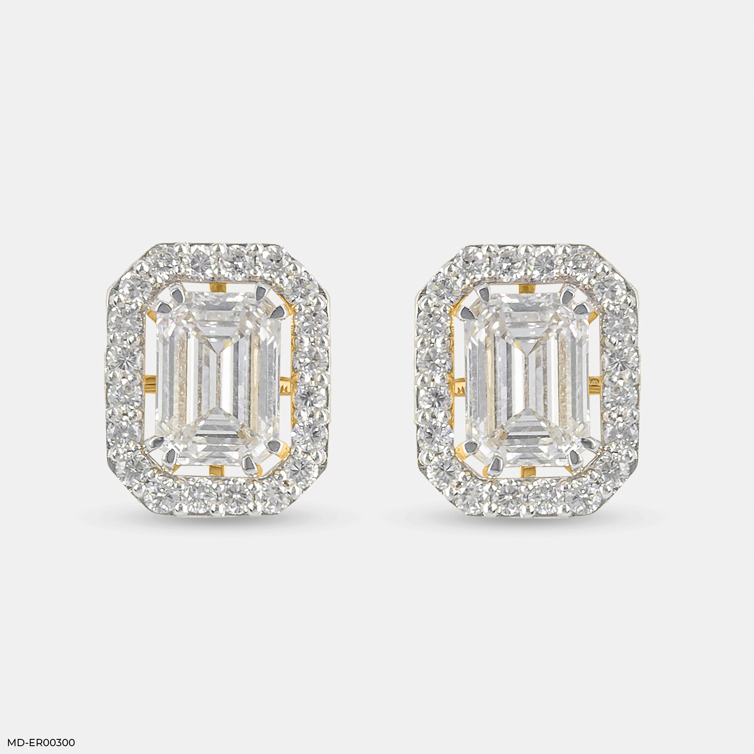 2 Carat Emerald Solitaire Halo Detachable Earrings 14K Yellow Gold