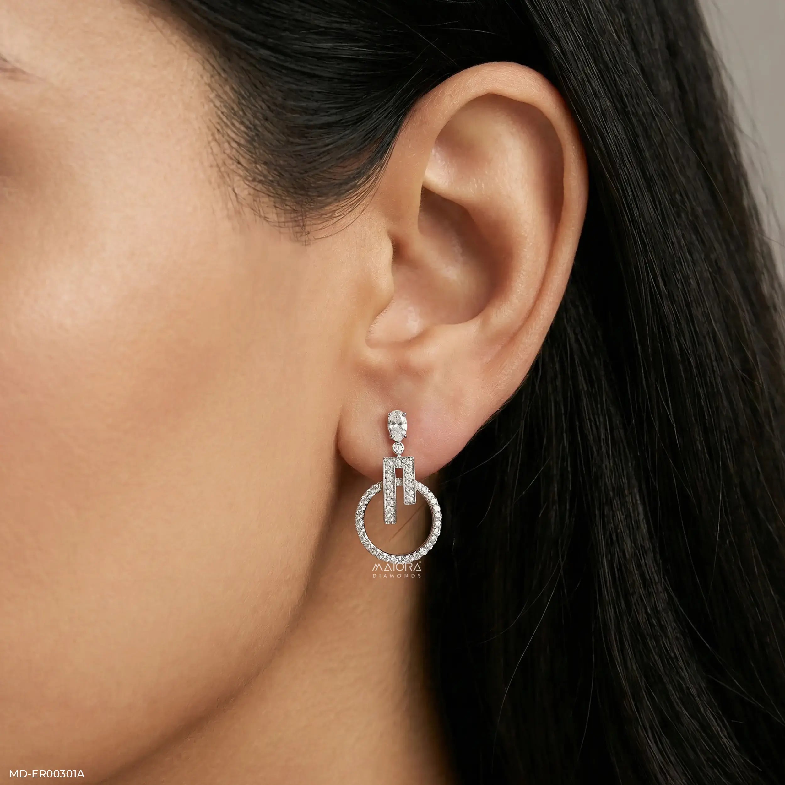 1.15 Carat Elegant Duality Lab Diamond Earrings 14K White Gold