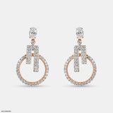 Elegant Duality Diamond Earrings 14K Rose Gold