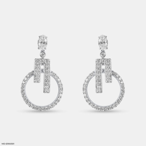 Elegant Duality Lab Diamond Earrings 14K White Gold