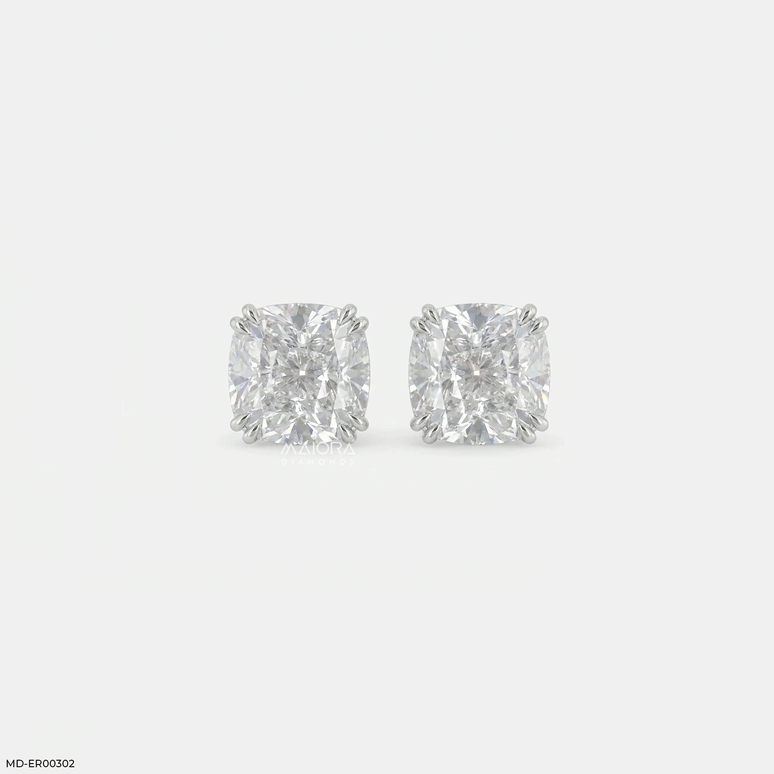 2 Carat Cushion Solitaire Halo Detachable Earrings 14K Rose Gold