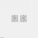 2 Carat Cushion Solitaire Halo Detachable Earrings 9K White Gold