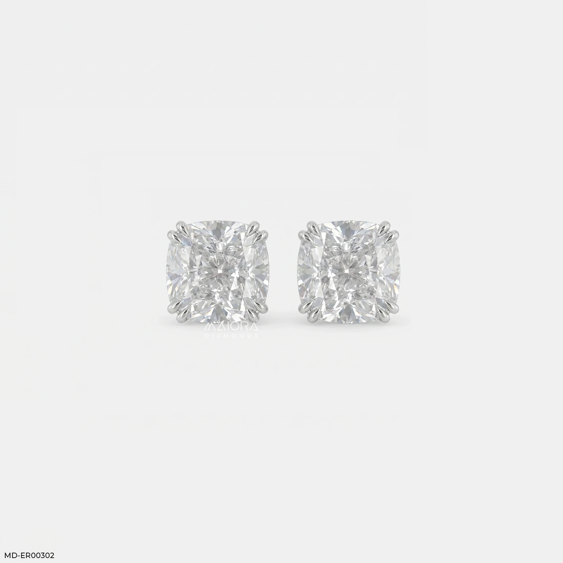 2 Carat Cushion Solitaire Halo Detachable Earrings 9K White Gold