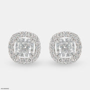 2 Carat Cushion Solitaire Halo Detachable Earrings