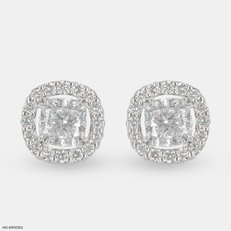 Cushion Allure Diamond Earrings 14K White Gold