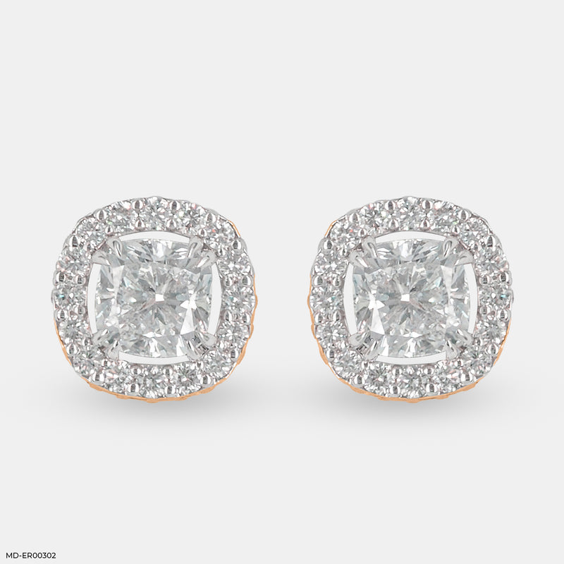 Cushion Allure Diamond Earrings 14K White Gold