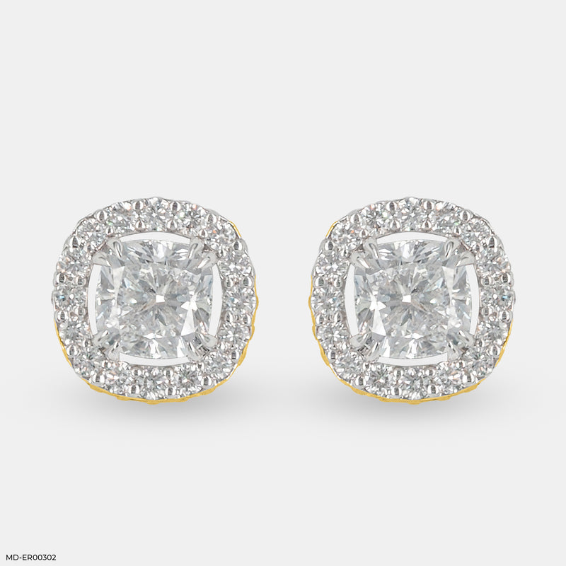 Cushion Allure Diamond Earrings 14K White Gold