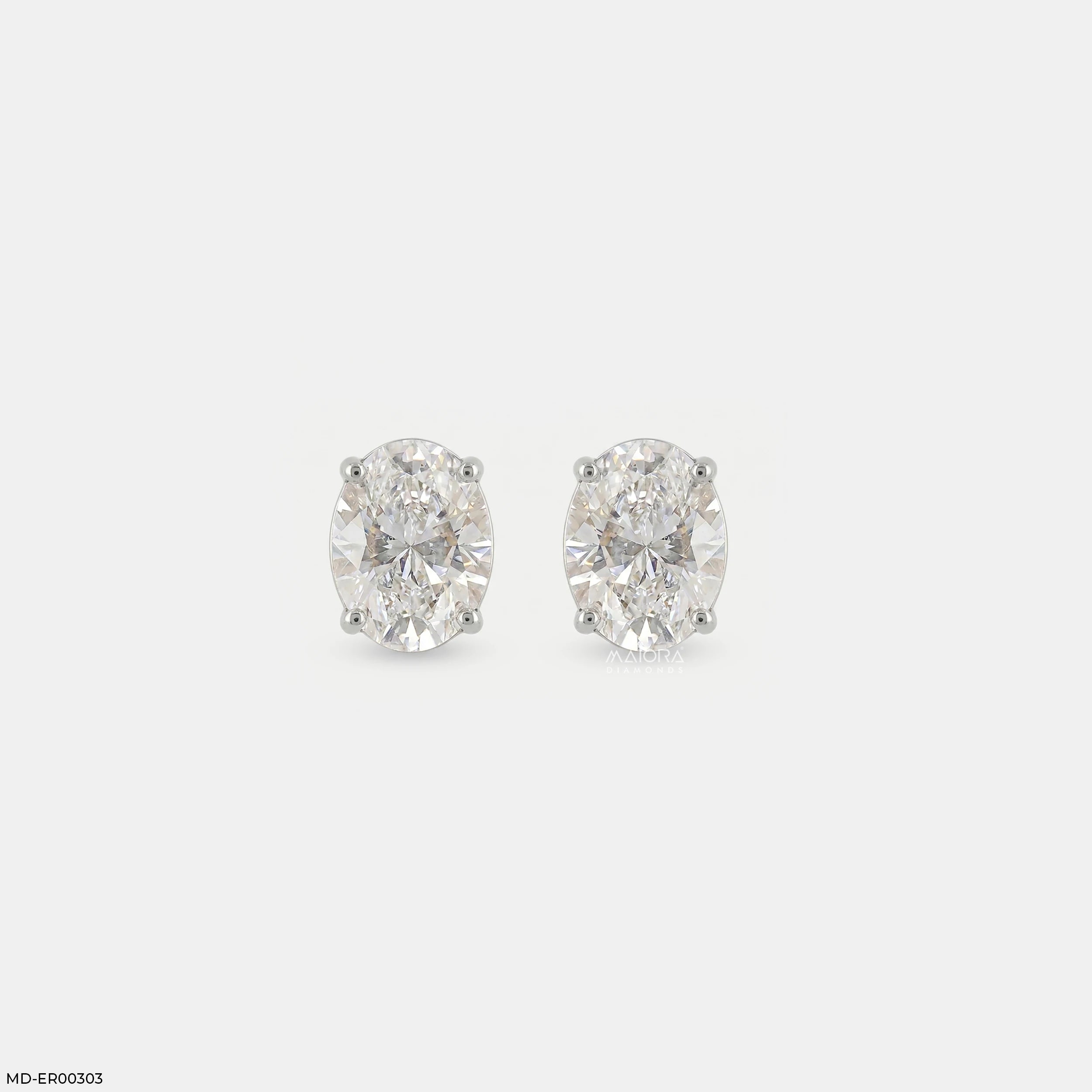 2 Carat Oval Solitaire Halo Deatchable Earrings 18K Rose Gold