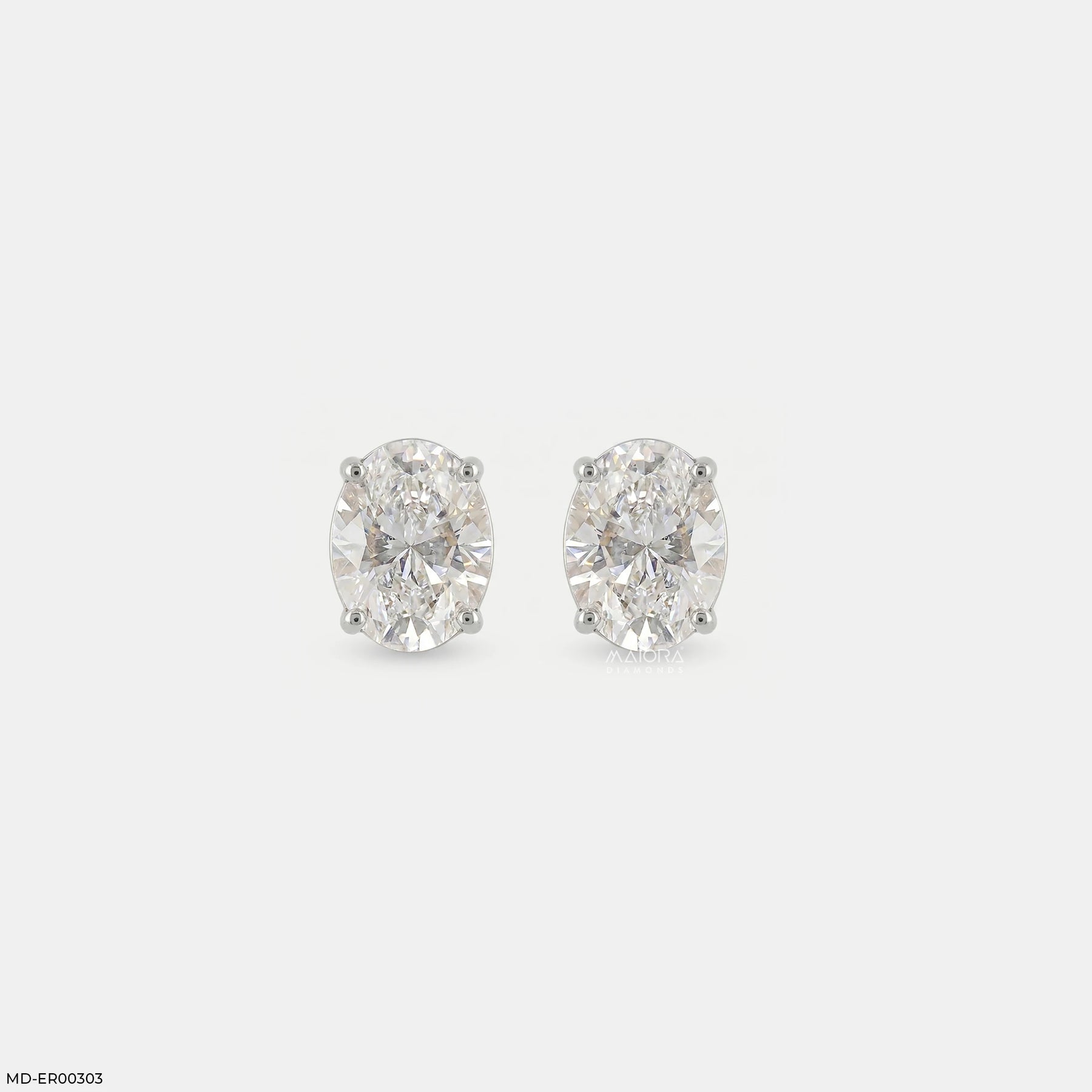 2 Carat Oval Solitaire Halo Detachable Earrings 14K Rose Gold