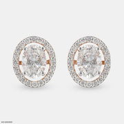 2 Carat Oval Solitaire Halo Deatchable Earrings 18K Rose Gold