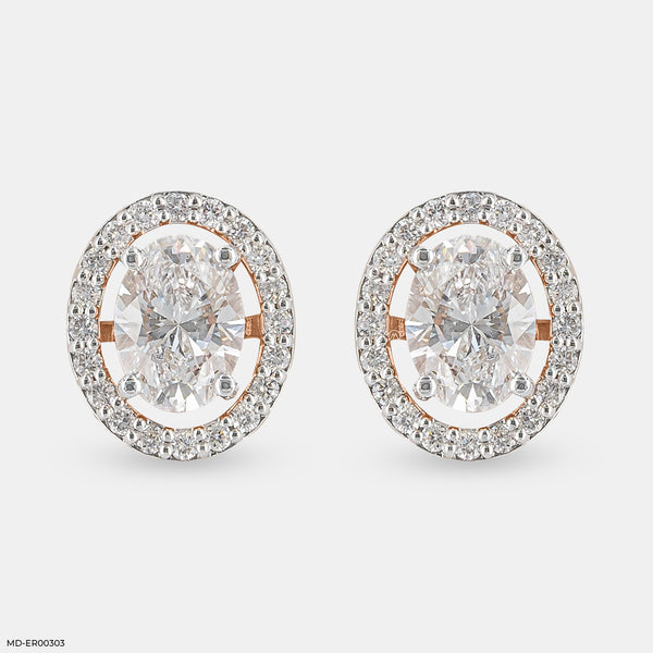 Oval Allure Diamond Earrings 14K Rose Gold