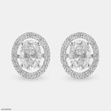 Oval Halo Solitaire Diamond Studs 14K Yellow Gold