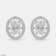 2 Carat Oval Solitaire Halo Detachable Earrings Platinum 950