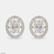 2 Carat Oval Solitaire Halo Detachable Earrings 9K Yellow Gold