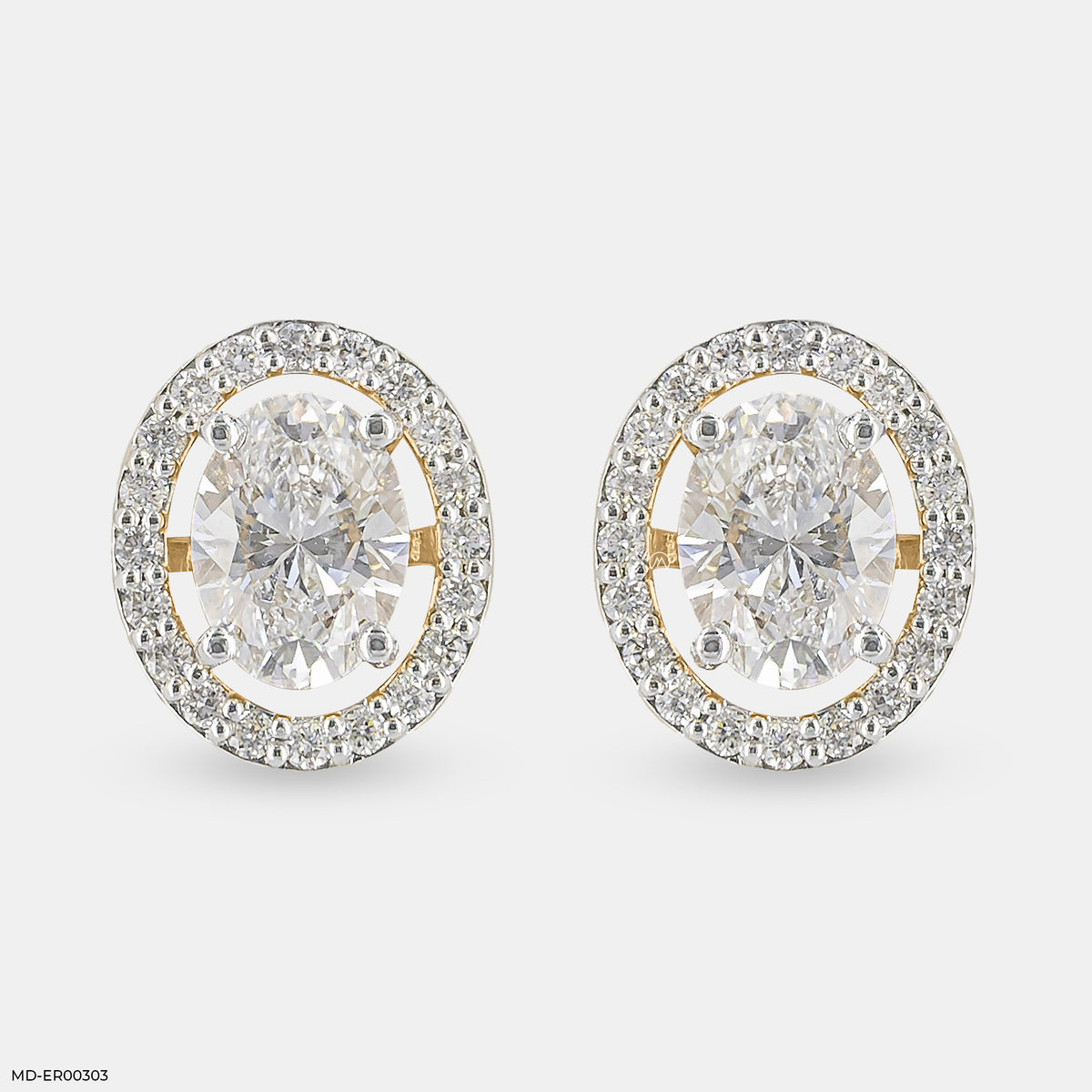 2 Carat Oval Solitaire Halo Detachable Earrings