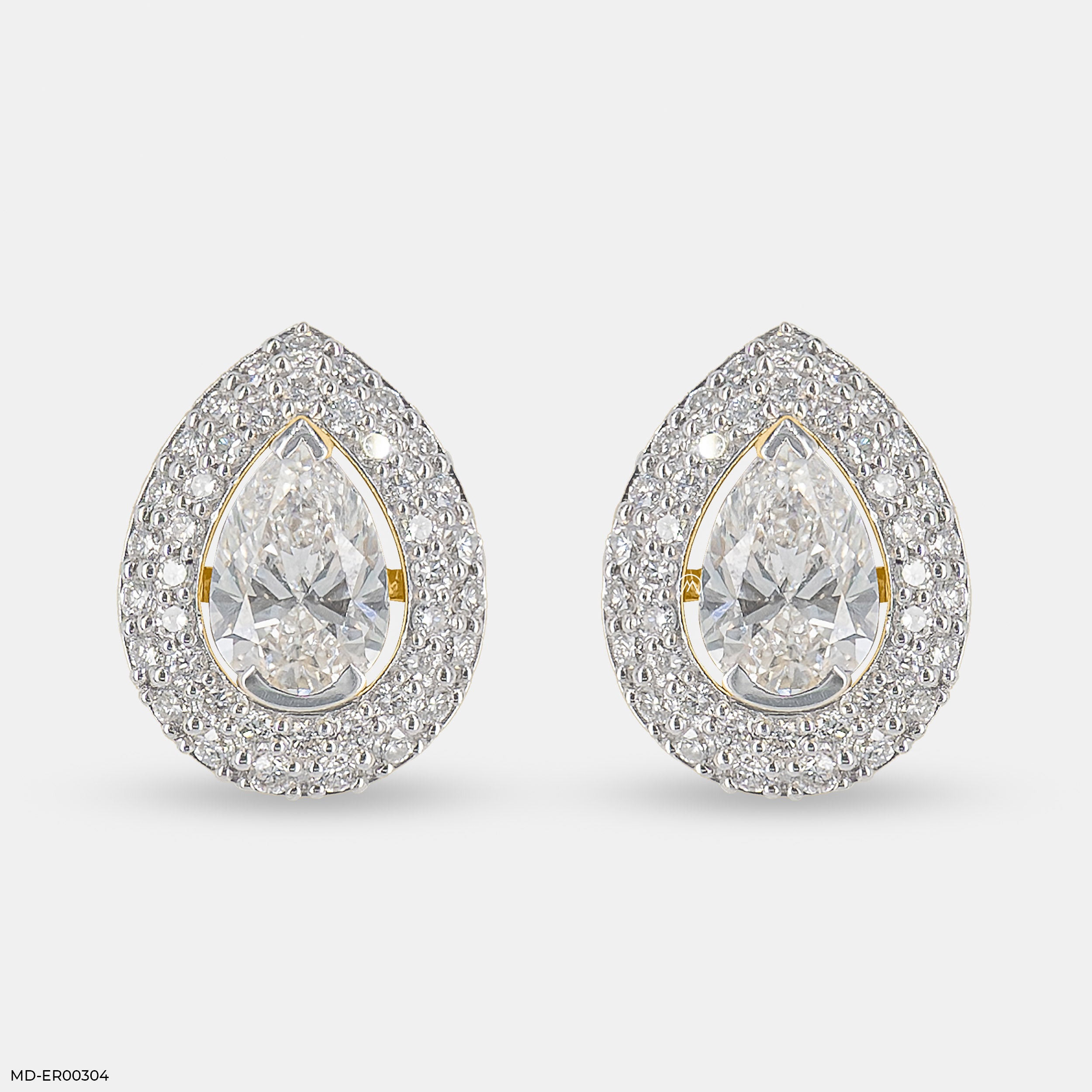 3 Carat Pear Solitaire Halo Detachable Earrings