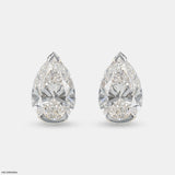 3 Carat Pear Solitaire Halo Detachable Earrings 14K Yellow Gold