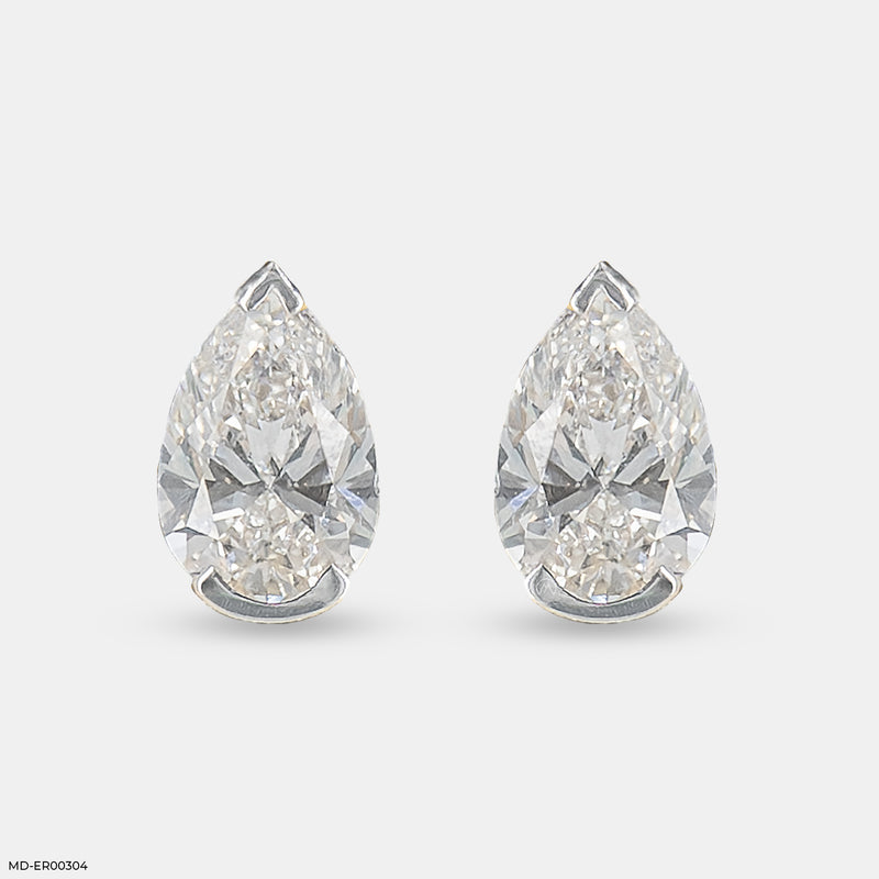 3 Carat Pear Solitaire Halo Detachable Earrings 14K Yellow Gold