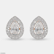 3 Carat Pear Solitaire Halo Detachable Earrings 18K Rose Gold