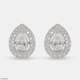 3 Carat Pear Solitaire Halo Detachable Earrings 14K Yellow Gold