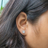 2 Carat Princess Cut Solitaire Lab Diamond Earrings 18K Yellow Gold