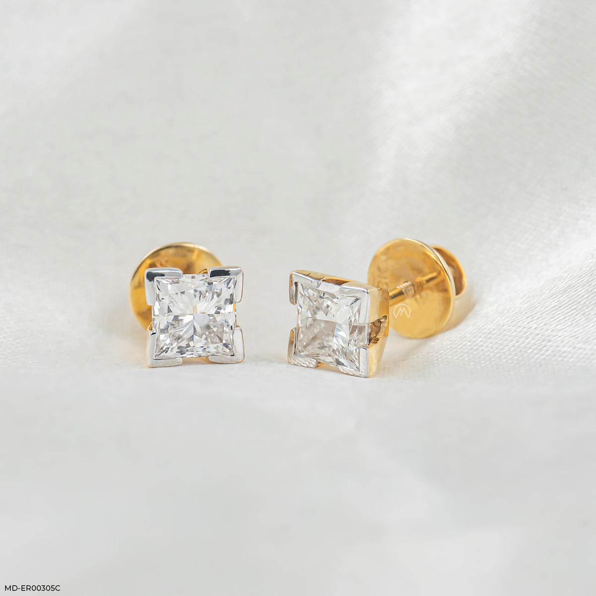 2 Carat Princess Cut Solitaire Lab Diamond Earrings