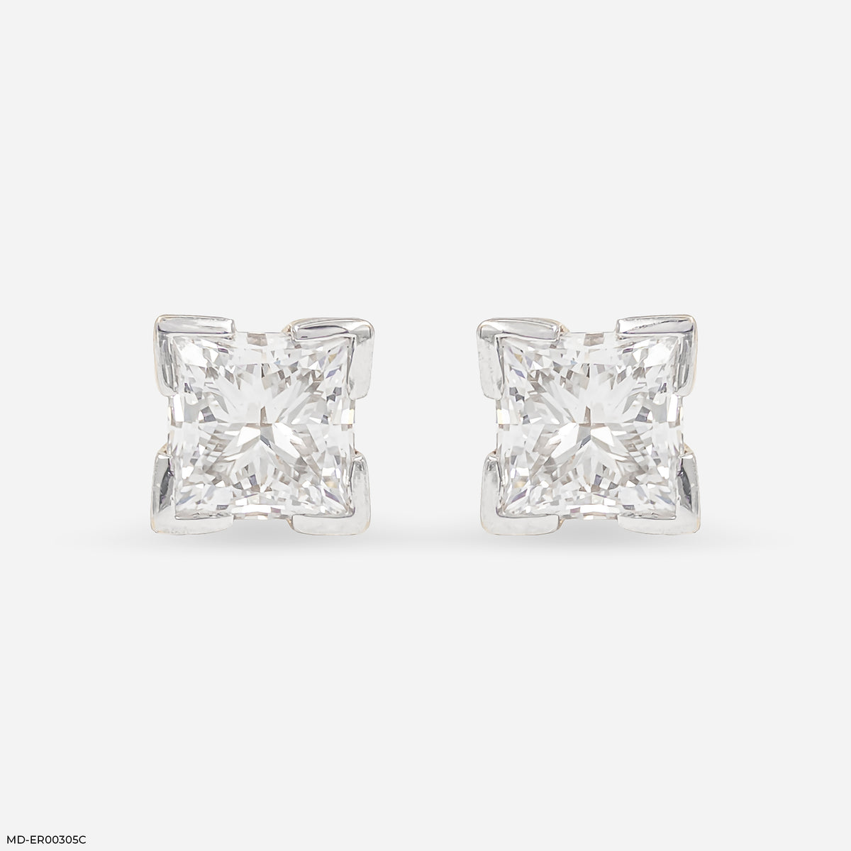 2 Carat Princess Cut Solitaire Lab Diamond Earrings