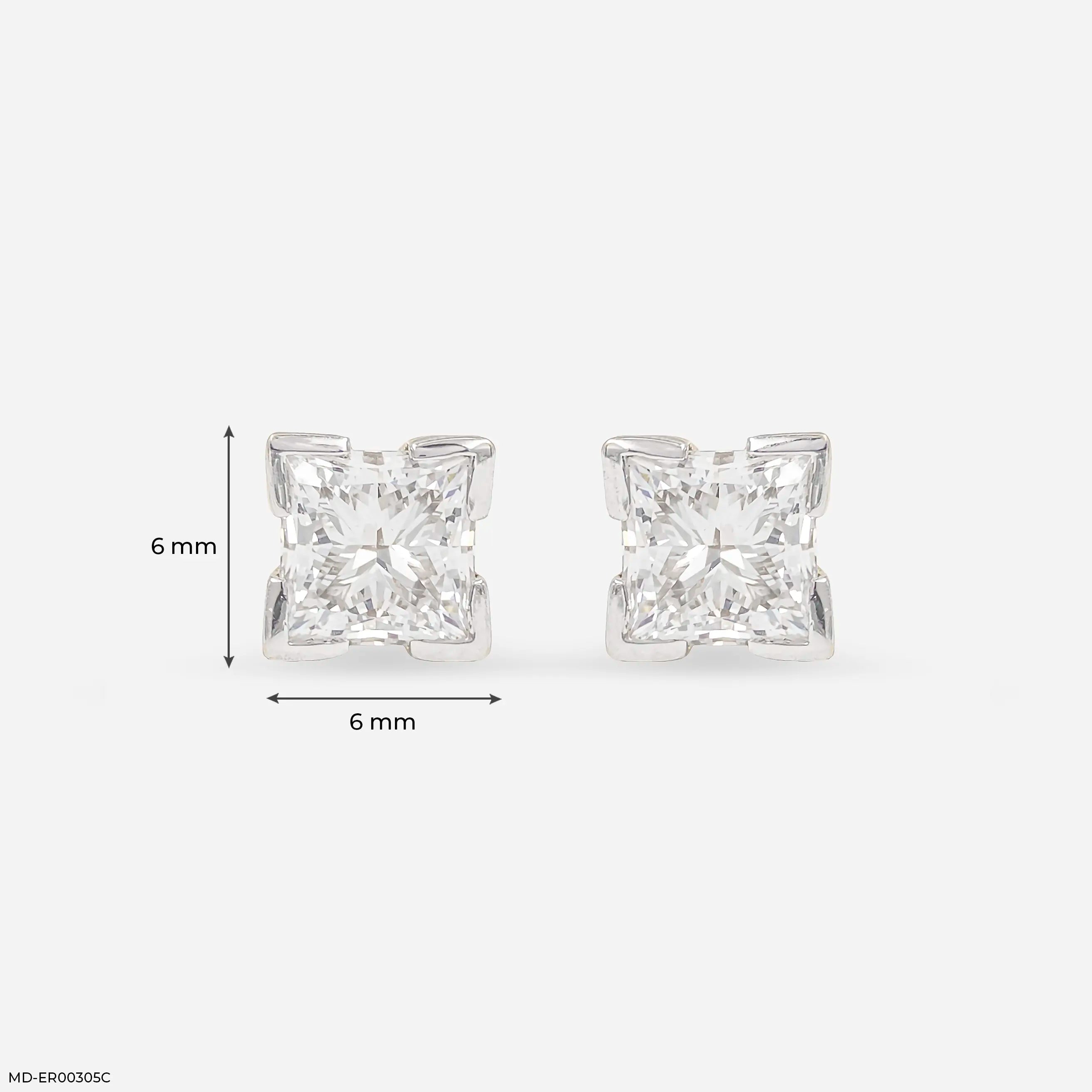 2 Carat Princess Cut Solitaire Lab Diamond Earrings 18K Yellow Gold