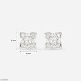 2 Carat Princess Cut Solitaire Lab Diamond Earrings 18K Yellow Gold