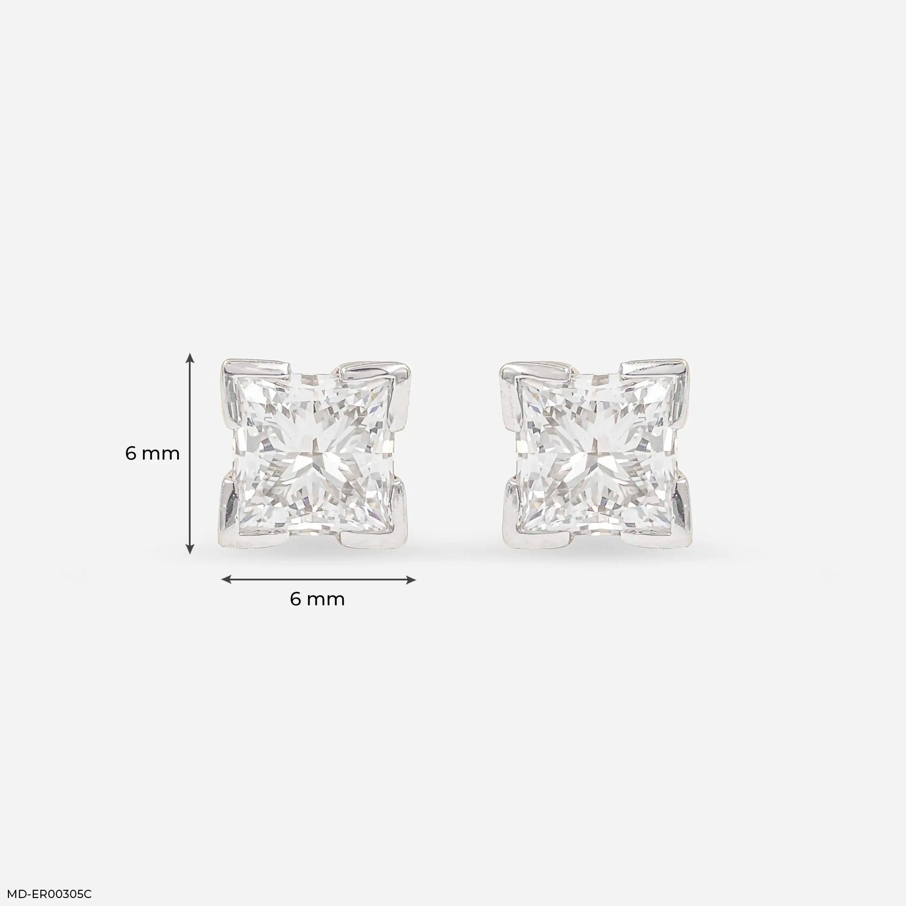 2 Carat Princess Cut Solitaire Lab Diamond Earrings 18K Yellow Gold