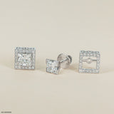 Princess Solitaire Diamond Earrings 14K Yellow Gold