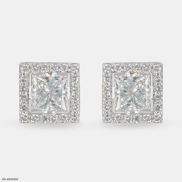 Princess Allure Diamond Earrings 14K White Gold