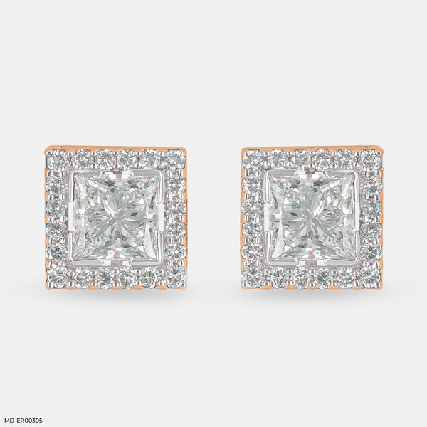 Princess Allure Diamond Earrings 14K Rose Gold