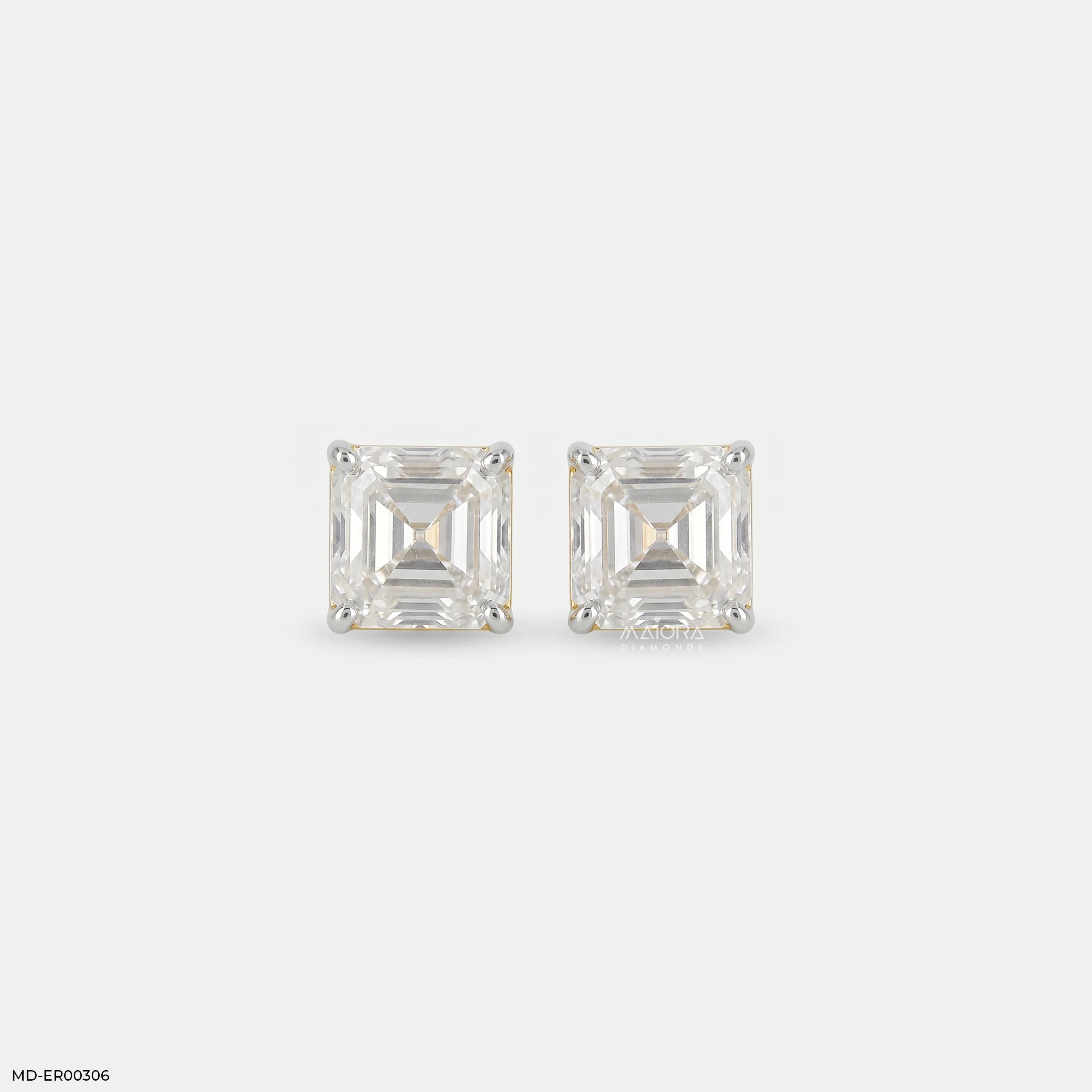 2 Carat Asscher Solitaire Detachable Earrings 9K Rose Gold