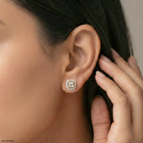 2 Carat Asscher Solitaire Detachable Earrings 9K White Gold