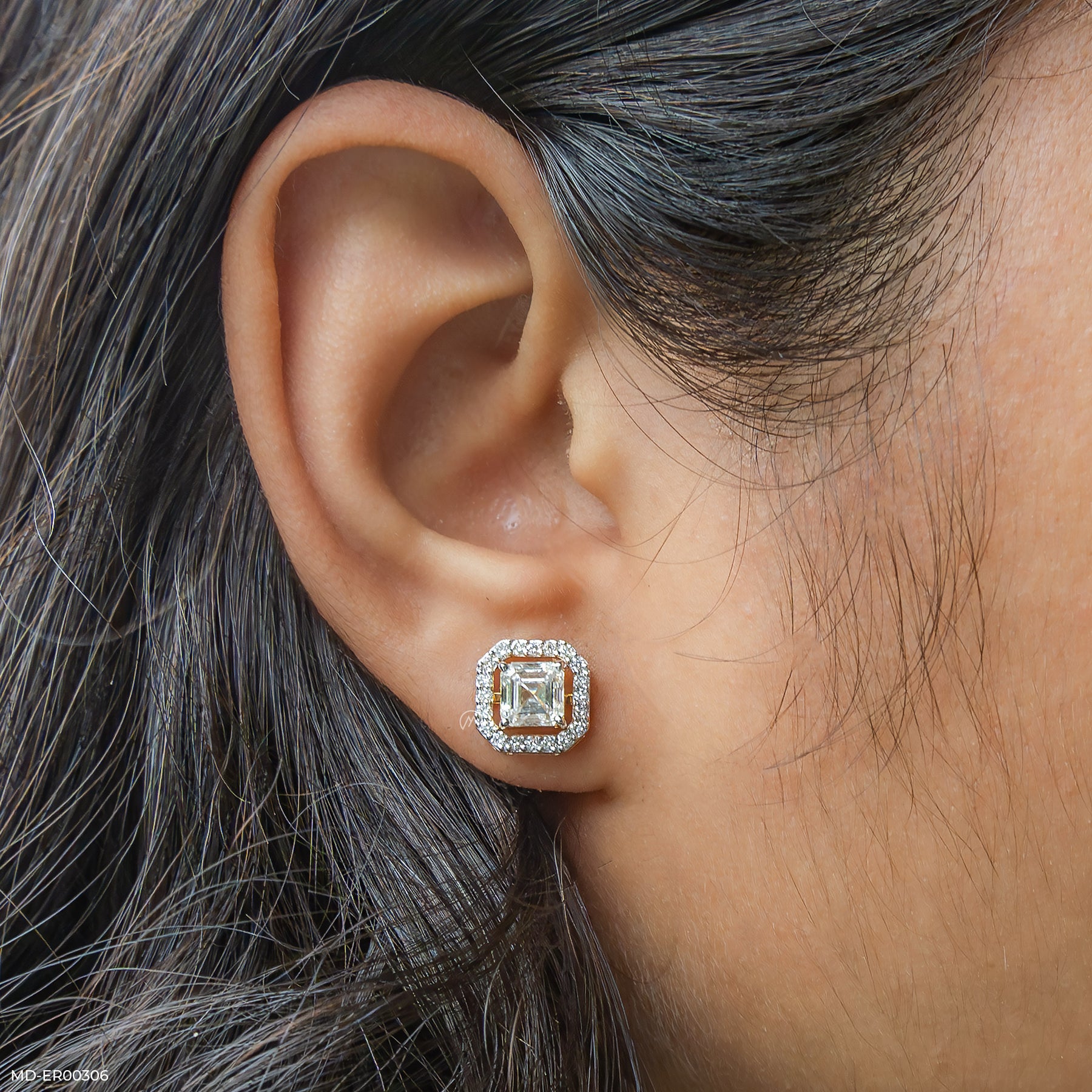 2 Carat Asscher Solitaire Detachable Earrings 14K Yellow Gold