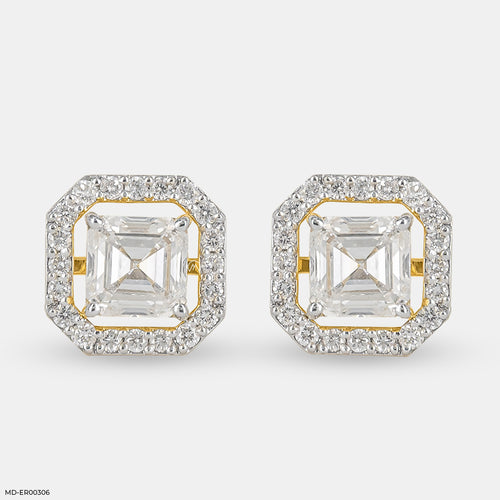 2 Carat Asscher Solitaire Detachable Earrings 14K Yellow Gold