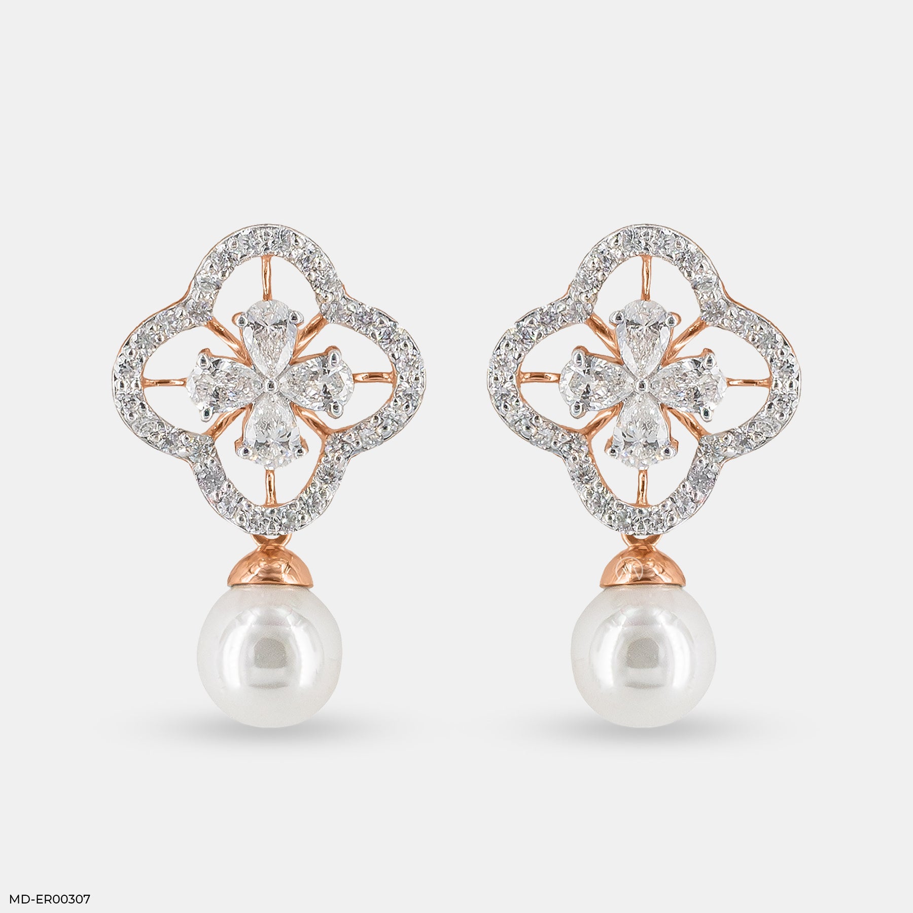 1 Carat Glamming Pearl Lab Diamond Earrings 14K Rose Gold