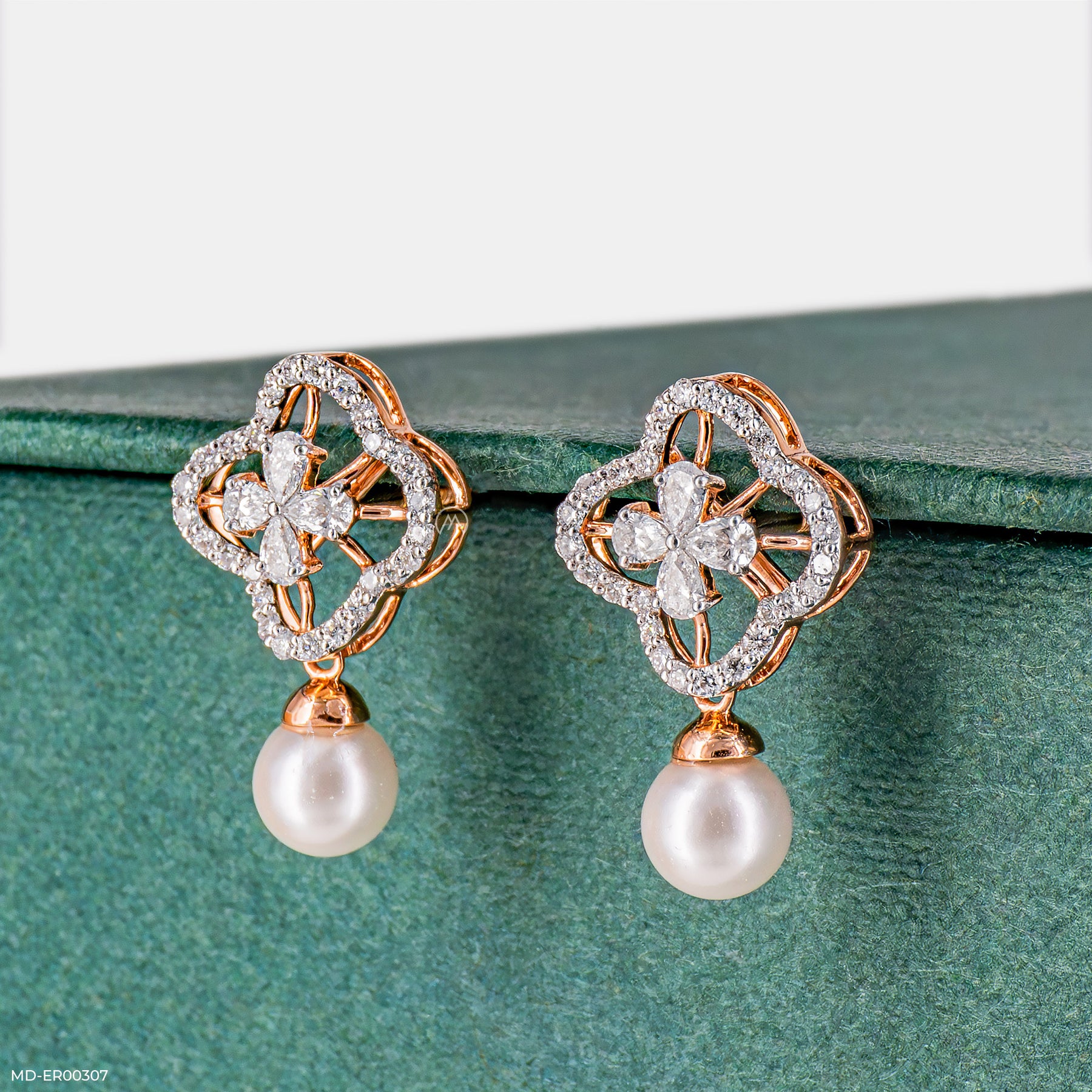 1 Carat Glamming Pearl Lab Diamond Earrings 14K Rose Gold