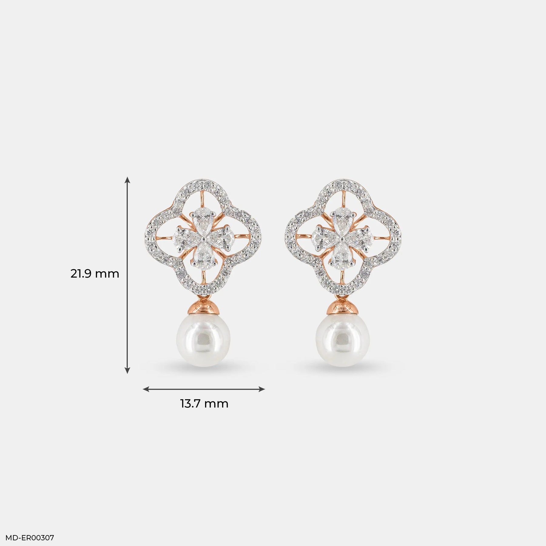 1 Carat Glamming Pearl Lab Diamond Earrings 14K Rose Gold