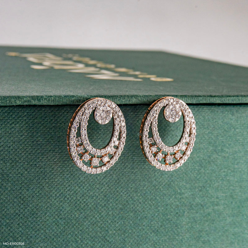 Astral Cluster Diamond Earrings 9K Rose Gold