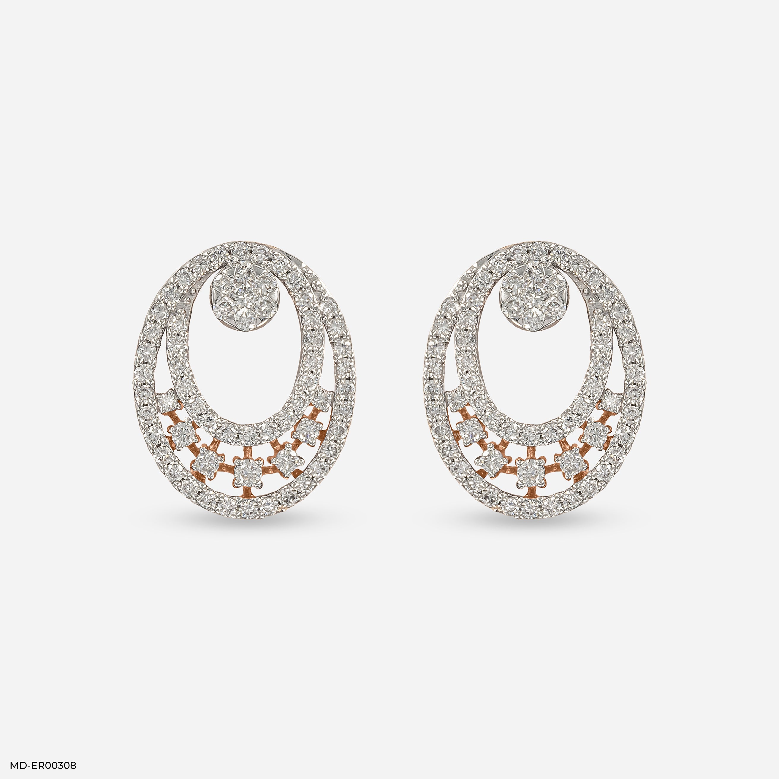 Astral Cluster Diamond Earrings 9K Rose Gold
