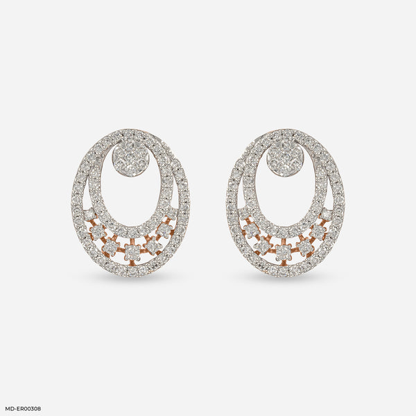 Astral Cluster Diamond Earrings 9K Rose Gold