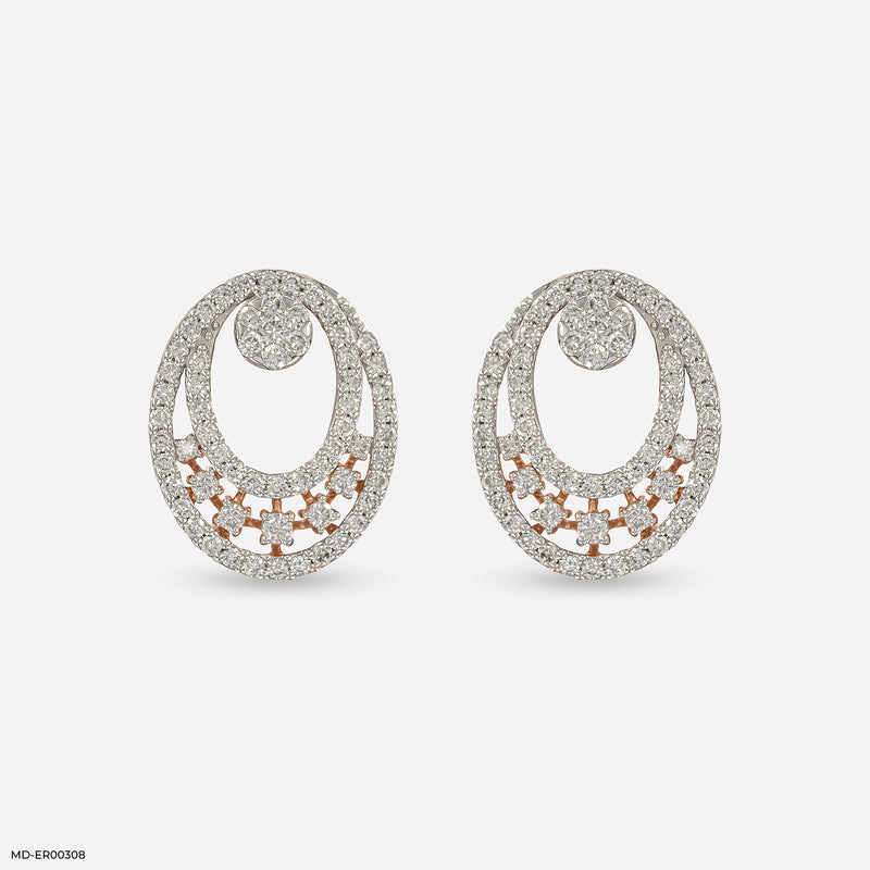 Astral Cluster Diamond Earrings 9K Rose Gold