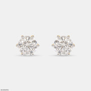 4 Carat Round Classic Solitaire Stud 14K Yellow Gold